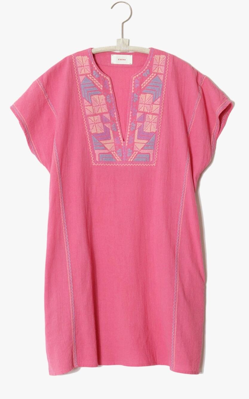 Xirena Mini Dress Vida Shift V-Neck Dress in Pink Villa 100% Cotton